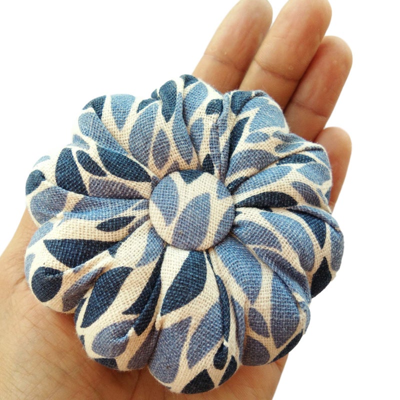 CUSHYSTORE Leave Navy Large Pincushion Pin Needle Cushion Pumpkin Safety for Sewing Sewer Gift 3.5" - Image 4